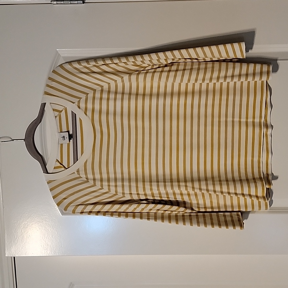 CAbi Gold White Striped Top